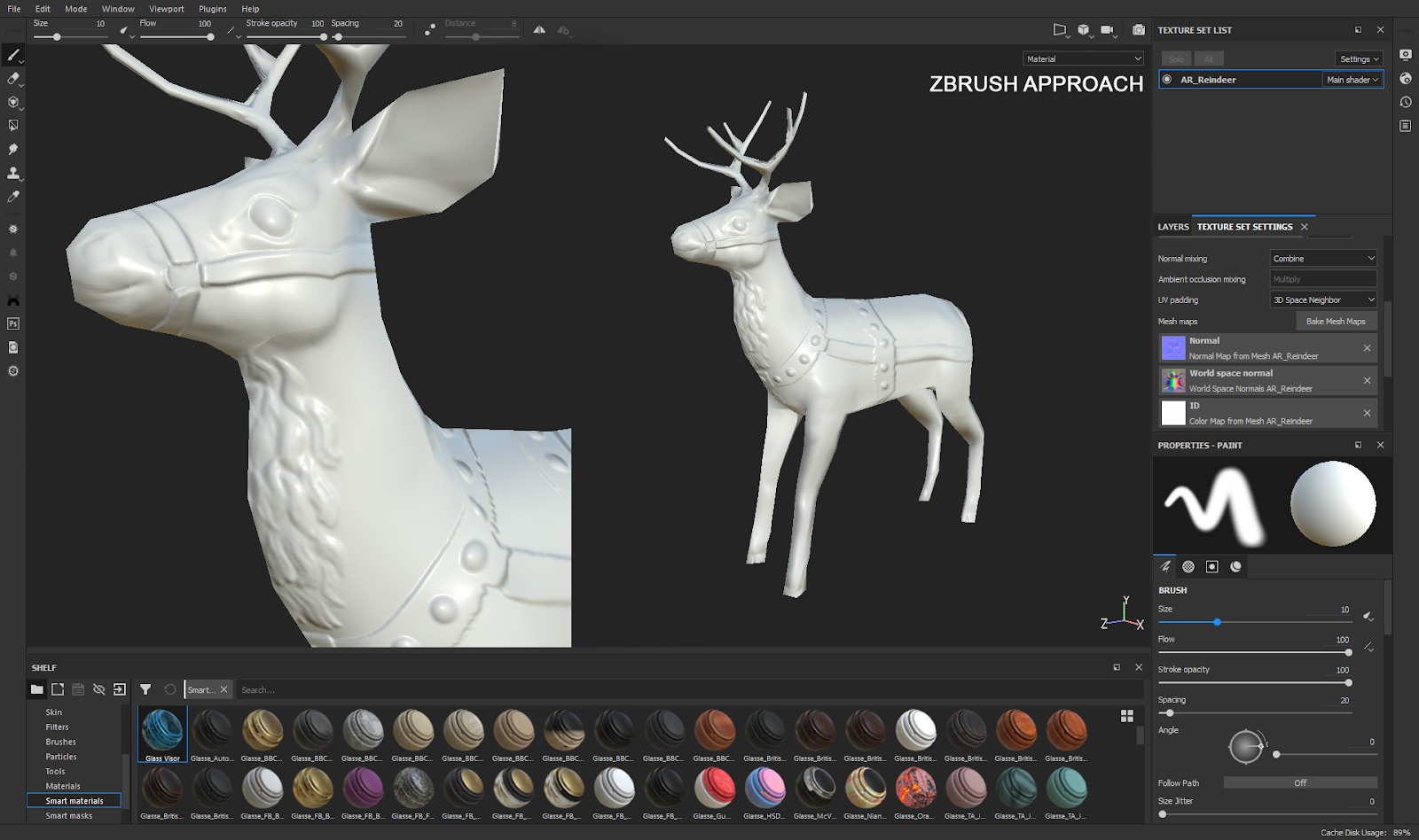 Reindeer normal-map result produced with the ZBrush approach