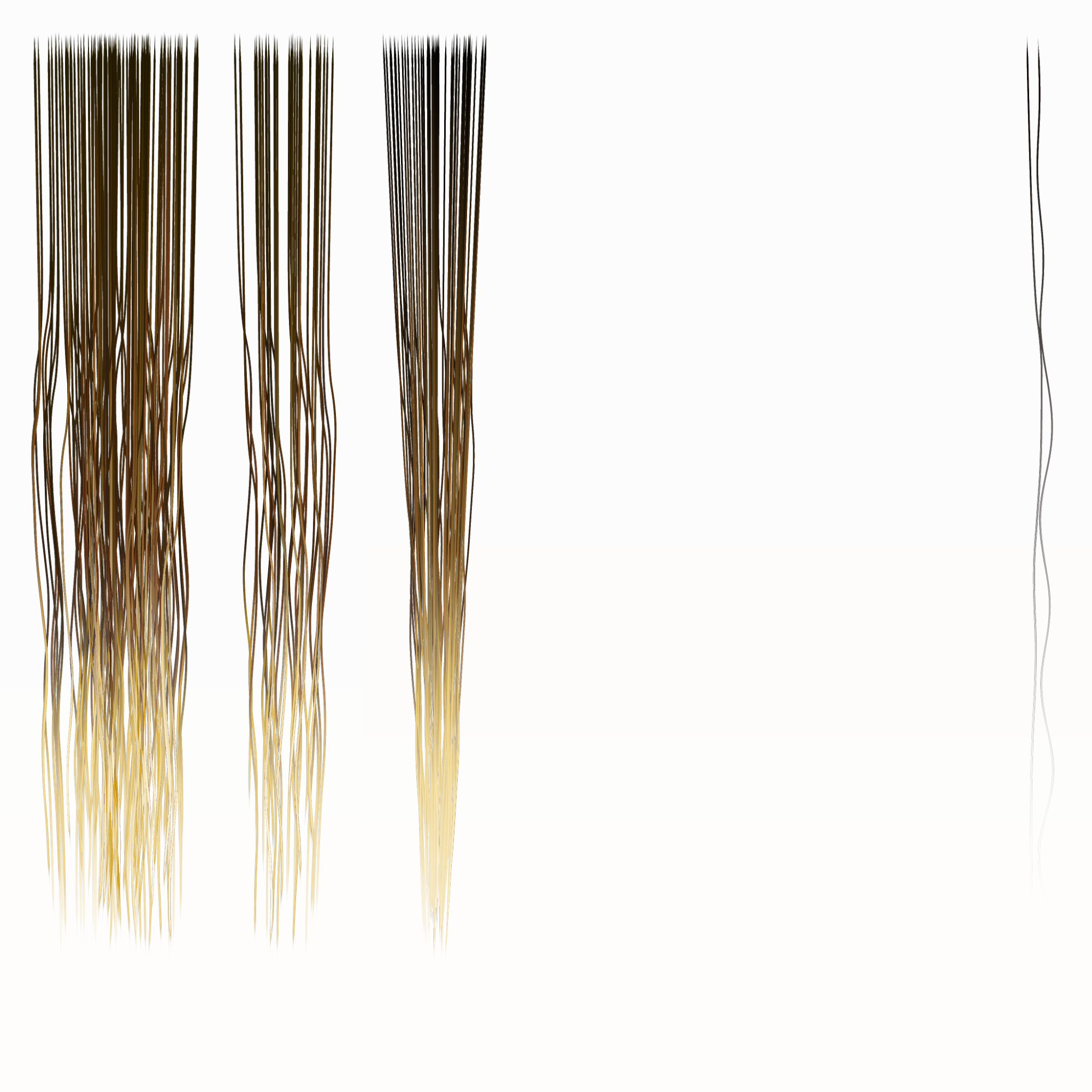 RGBA colour and alpha texture map for the real-time hair cards
